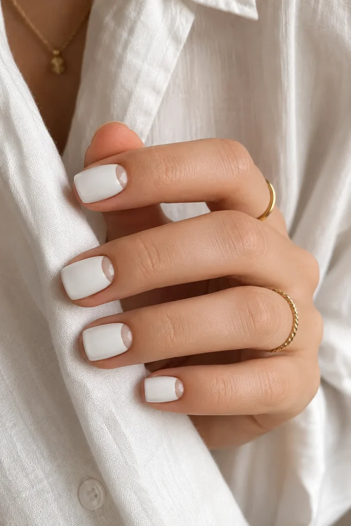 White Half Moon Nails