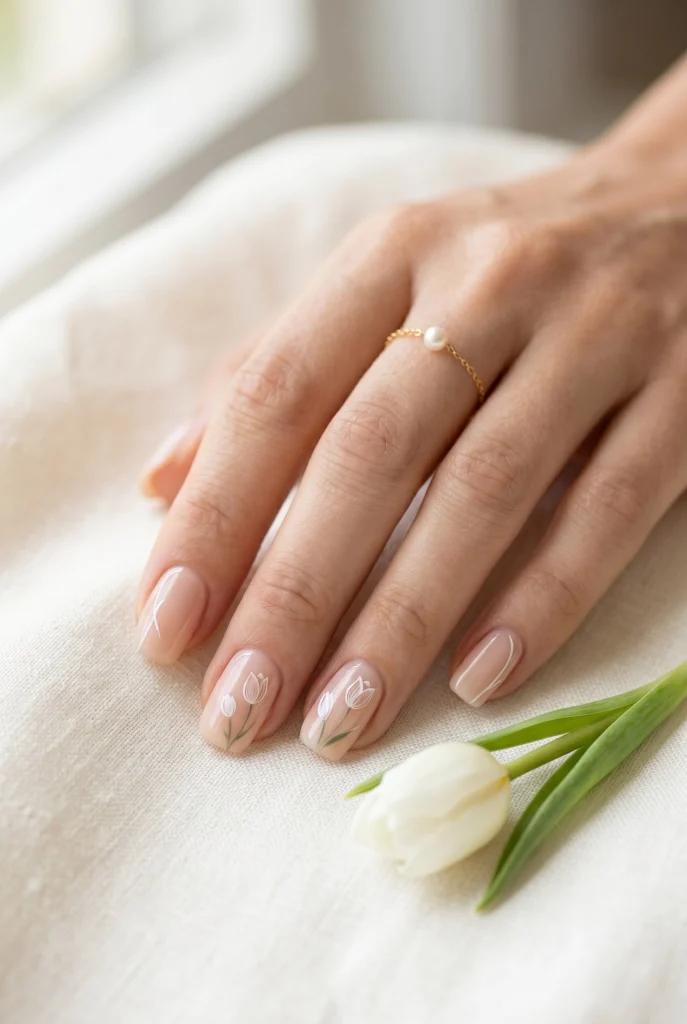 29 Classy Spring Nails That Look Polished, Pretty, and Expensive 17 White Tulip Nails