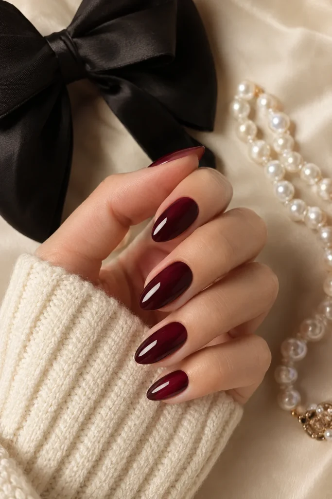 32 Old Money Nails for Winter That Look Timeless and Expensive 21 Wine Red Almond Nails