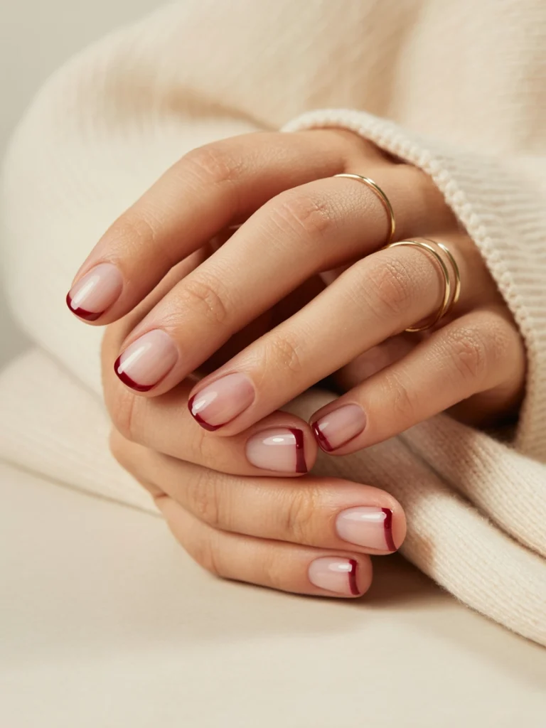 26 Fall French Tip Nail Ideas That Feel Fresh and Modern 15 Wine Red Micro French Tips
