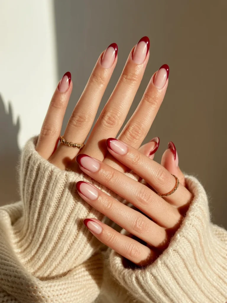 Wine Red and Sheer Nude