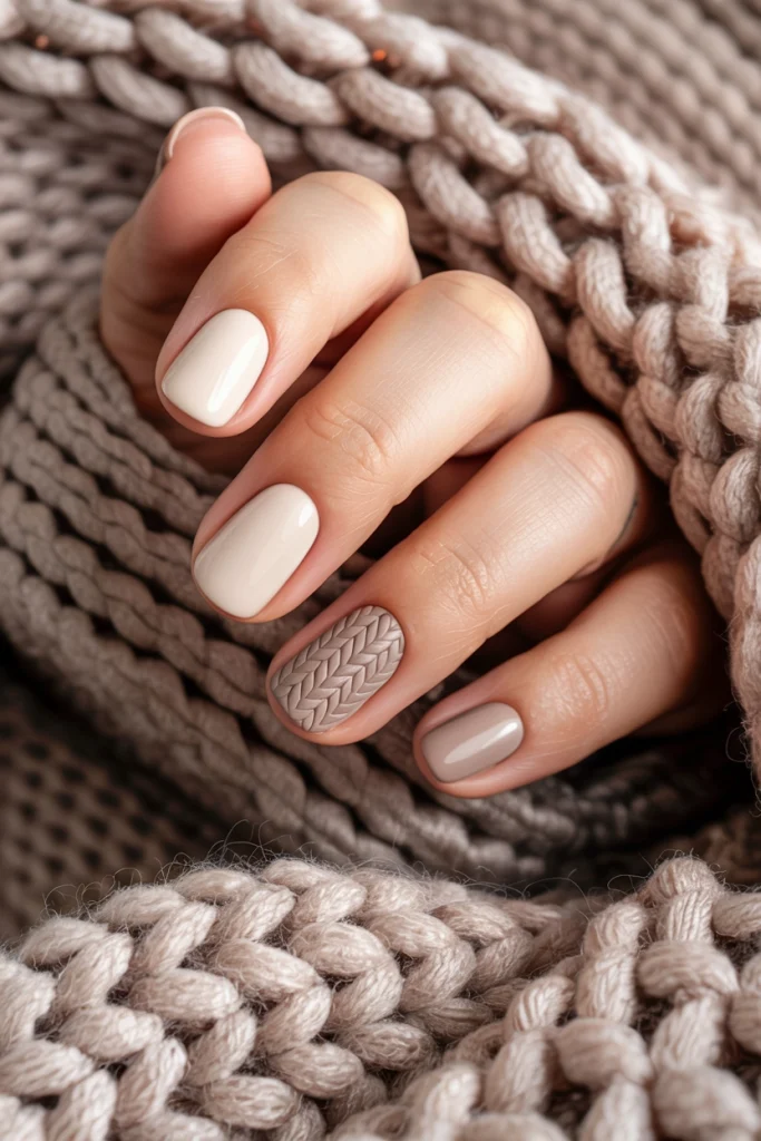 32 January Nail Ideas to Slay Your New Year Resolutions 17 Winter Sweater Texture Nails