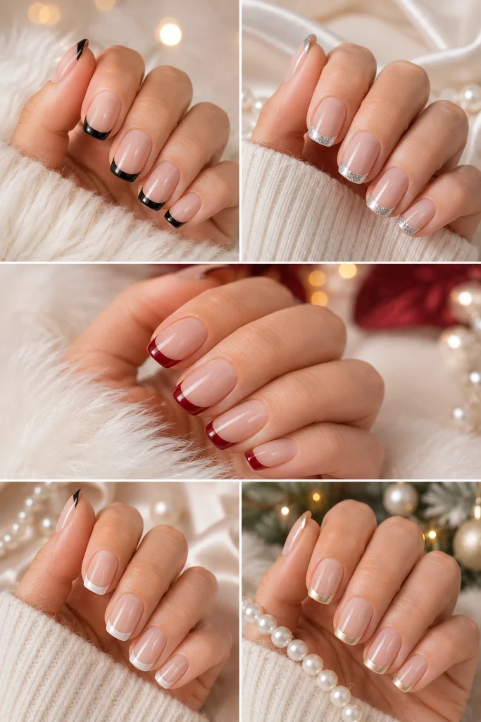 Winter and Holiday French Nail Ideas