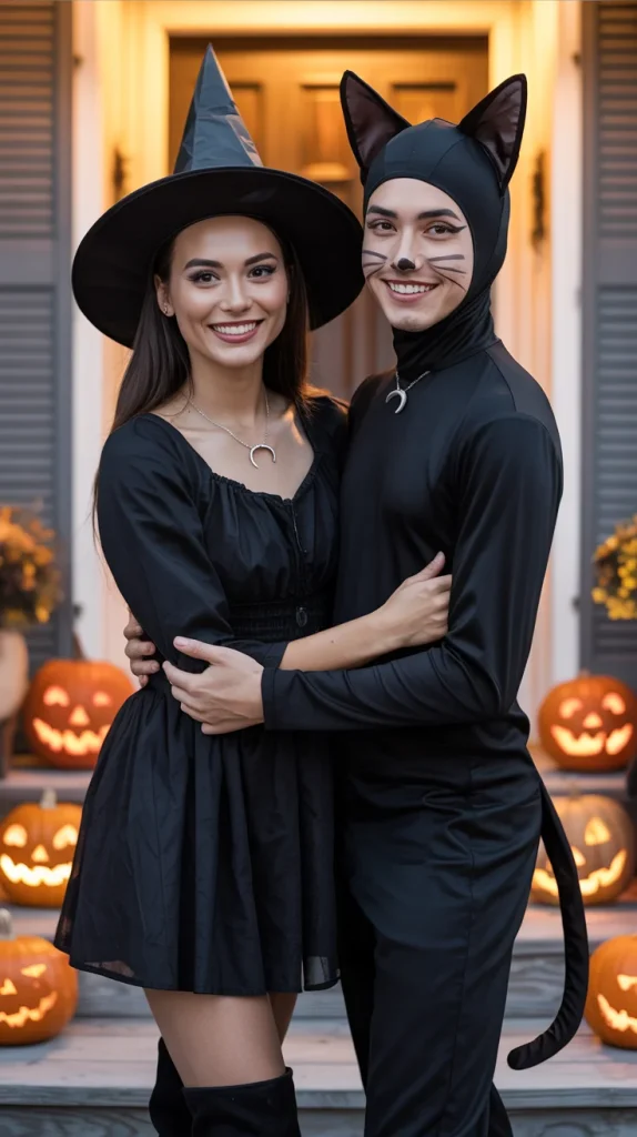 35 Cute and Creepy Halloween Costumes for a Spooky-Chic Night 30 Witch and Black Cat Costume